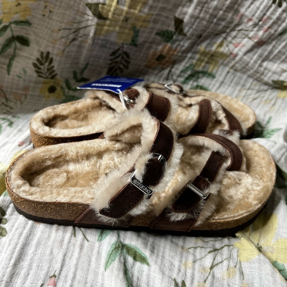 Birkenstock Mayari Oiled Leather Shearling Sandals Women’s Size EU 39 US 8/8.5 - Picture 6 of 6